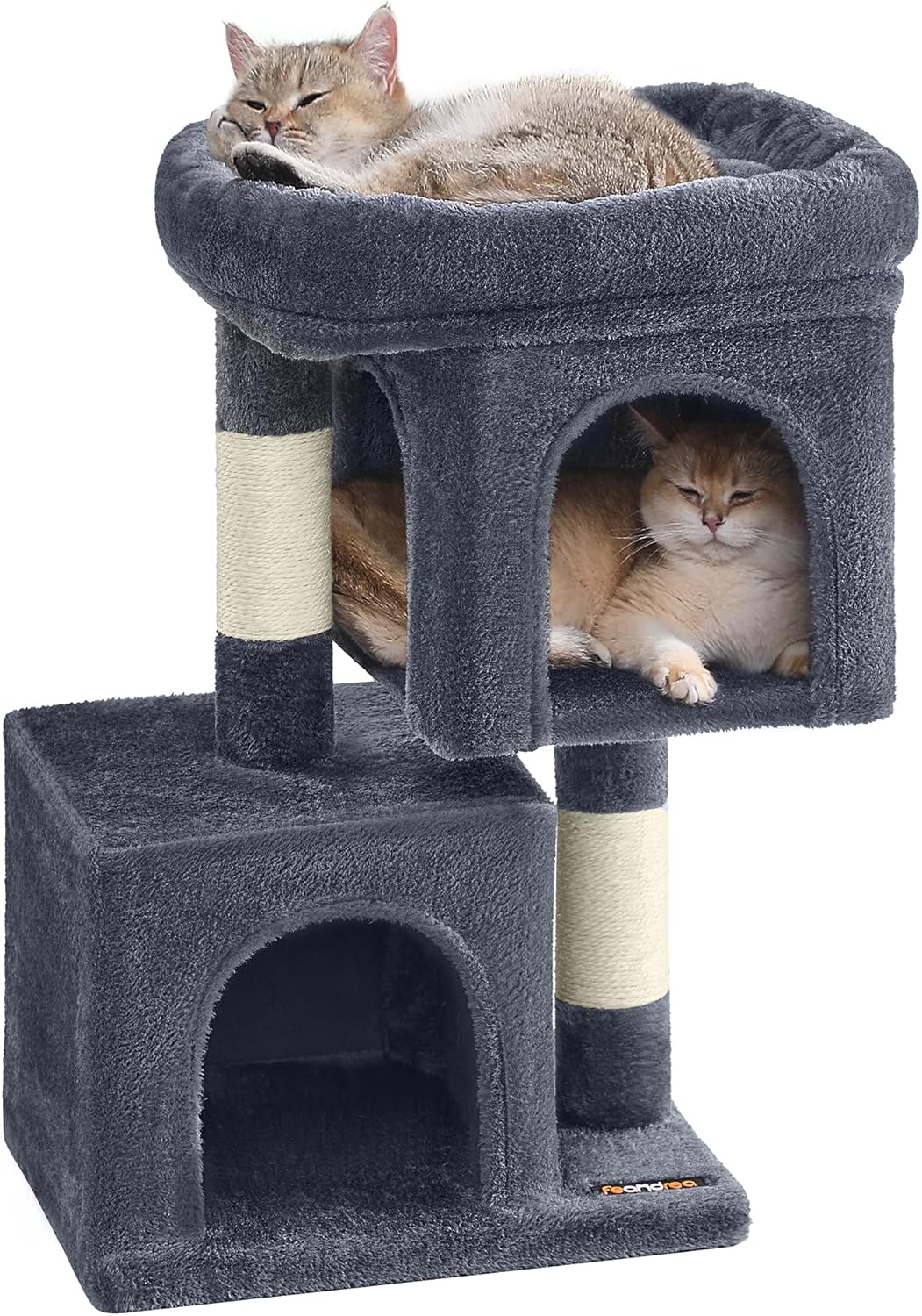 Feandrea Kratzbaum Klein, 67 Cm Katzenbaum, Katzenhaus Für Kätzchen Bis Zu 3 Kg, Große Plattform, Sisalstämme, Hellgrau PCT611W01