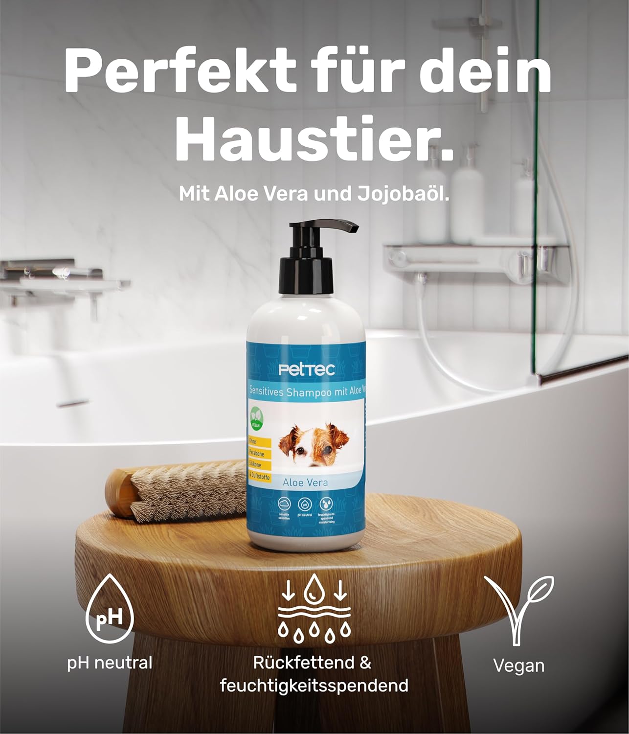 🐶🌿 Veganes Hundeshampoo – sanfte & feuchtigkeitsspendende Pflege, pH-neutral, ohne Schadstoffe