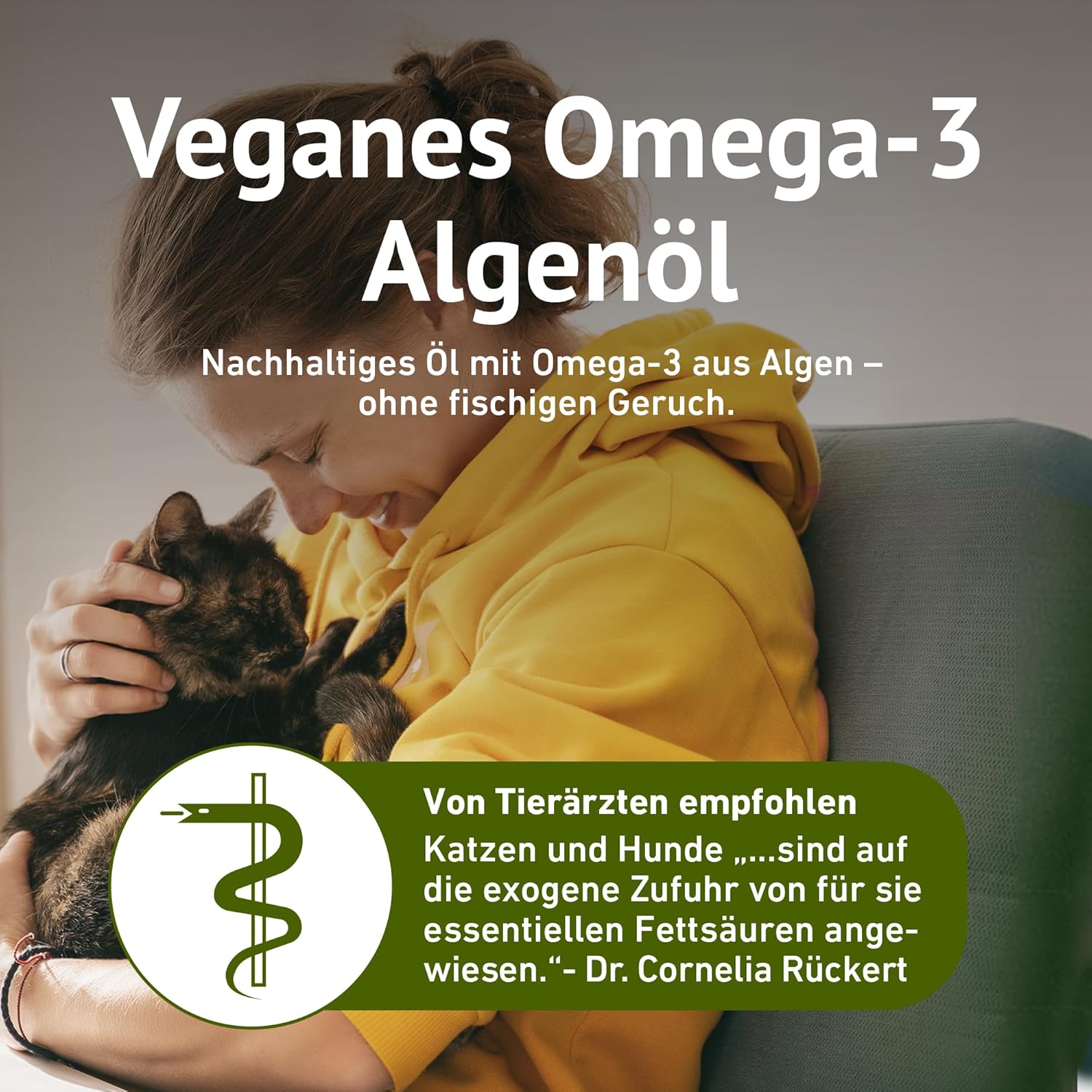 Veganes Omega-3 Algenöl für Hunde, Katzen & Pferde – Hochkonzentriert mit Vitamin E – 300 ml Pumpflasche 🐶🐱🐴