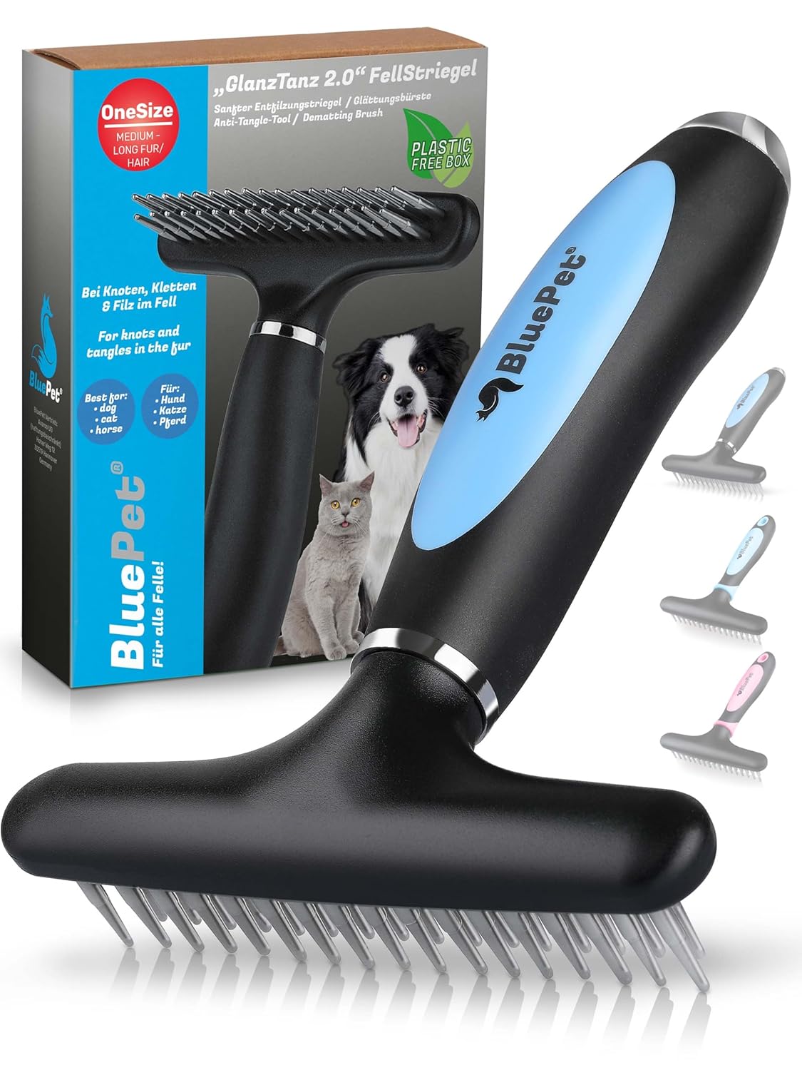 🐾 BluePet Fellstriegel – Entfilzen, Glätten & Fellwechsel für Hunde & Katzen 🐶🐱