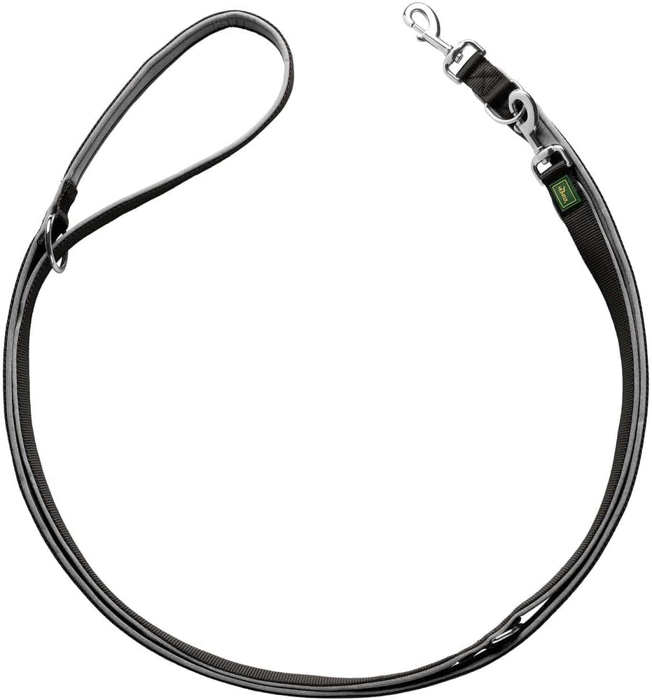 HUNTER Verstellbare Führleine Neopren 10/200, Schwarz/Grau