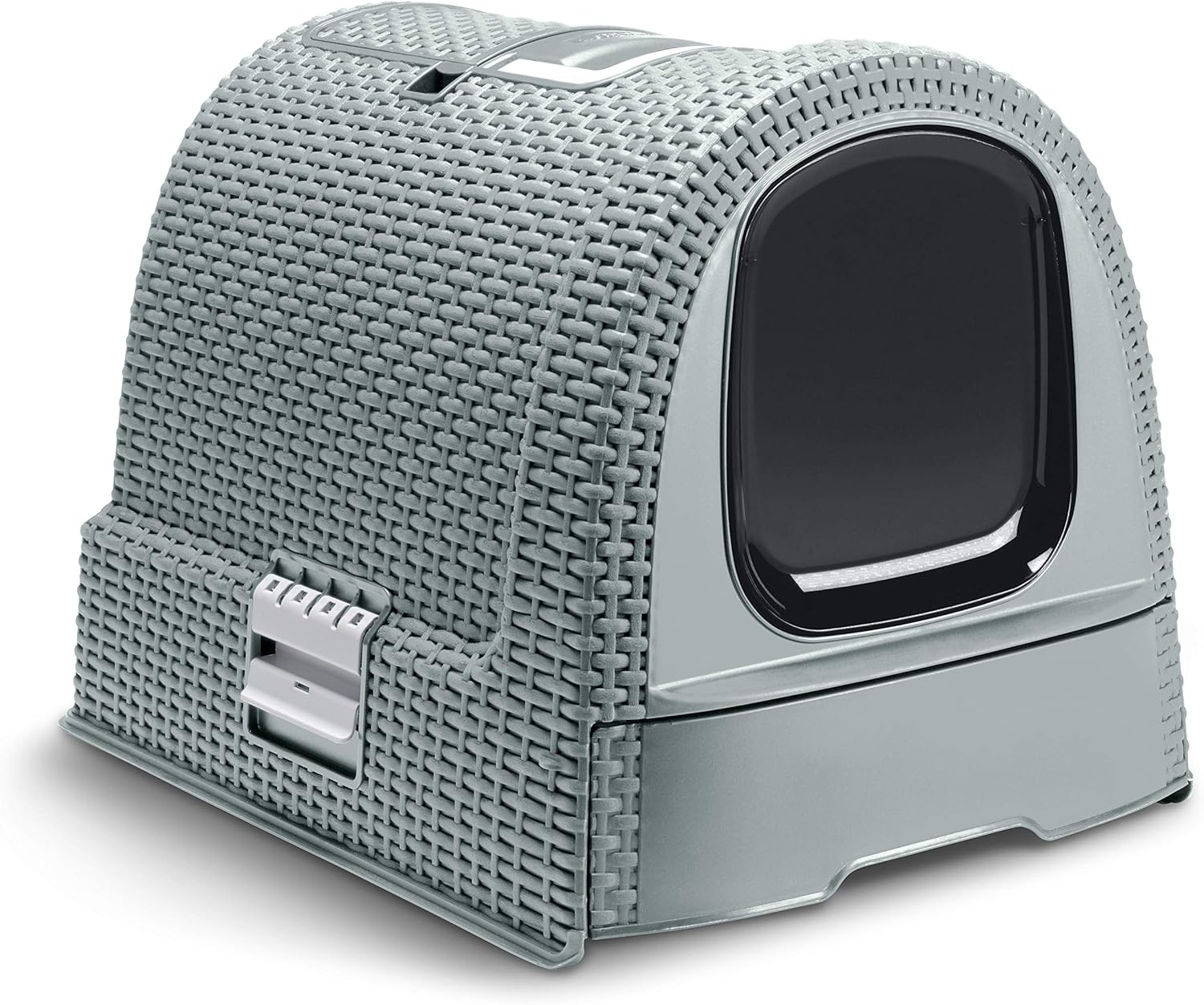 Curver Katzentoilette mit Deckel 🐱🧺 inkl. Schaufel – Rattan-Optik, Anthrazit 🖤