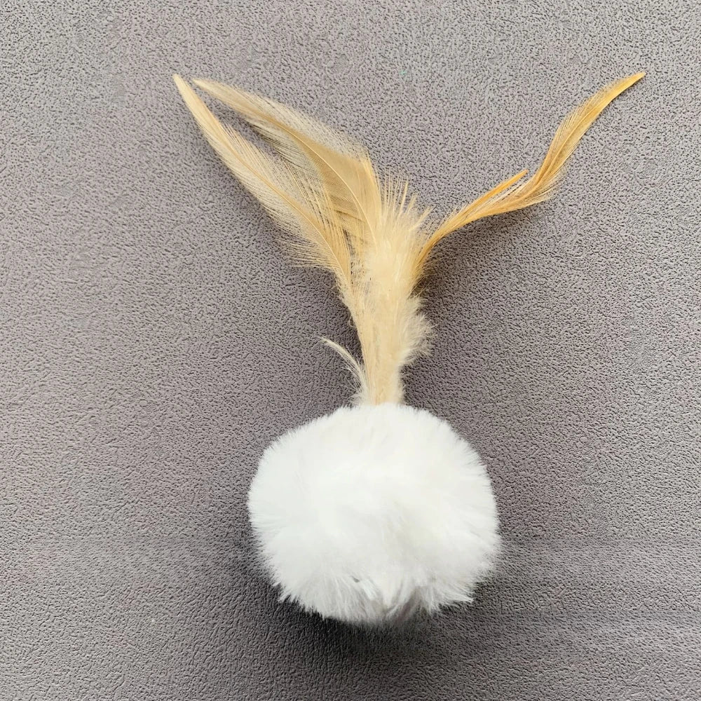 2Pcs Random Color Plush Ball Feather Cat Teaser Stick for Changing Heads Cat Toy Plush Interaction Kitty Pet Toy