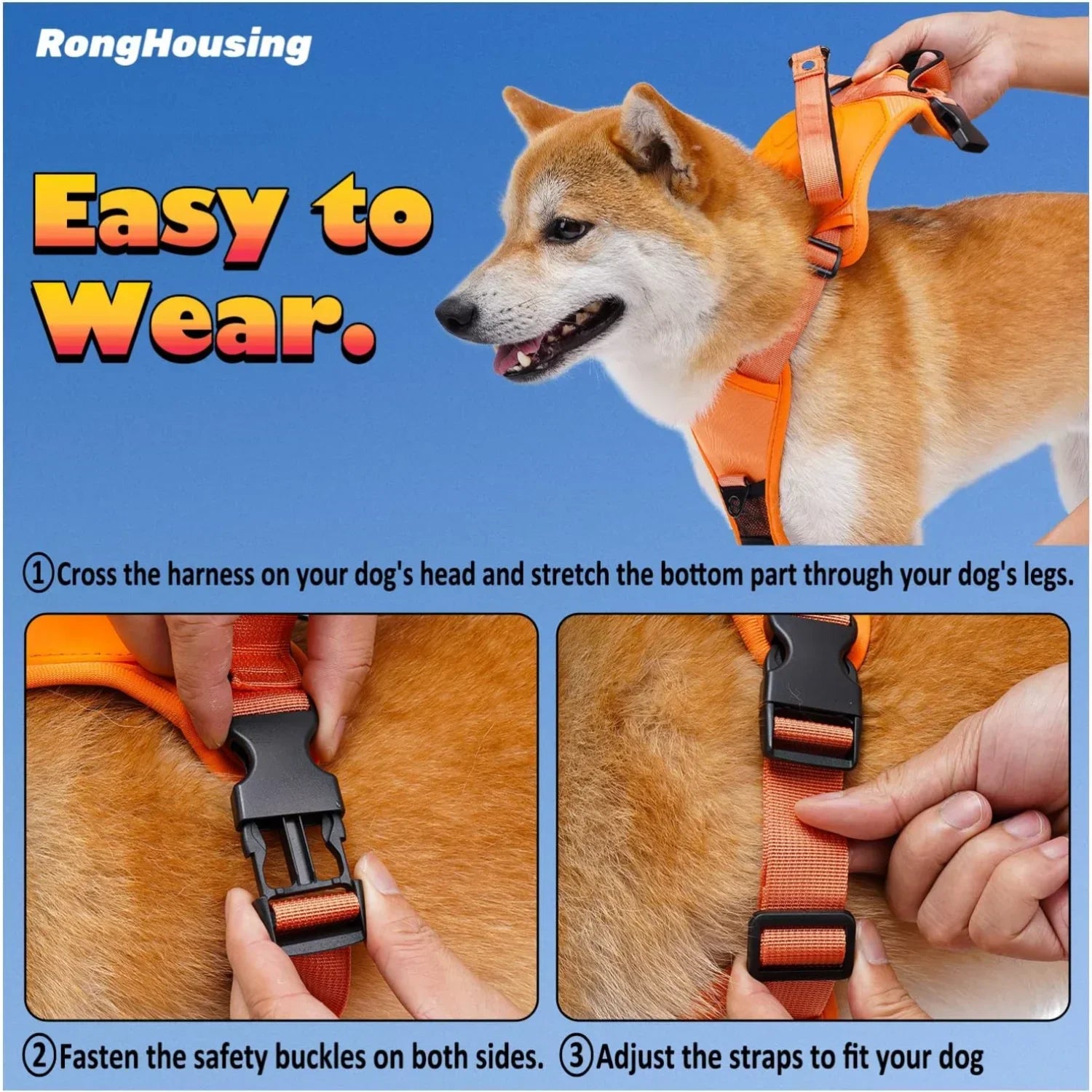 All-in-One Hundegeschirr mit Flexi-Leine – Verstellbar, Stoßdämpfend & Atmungsaktiv