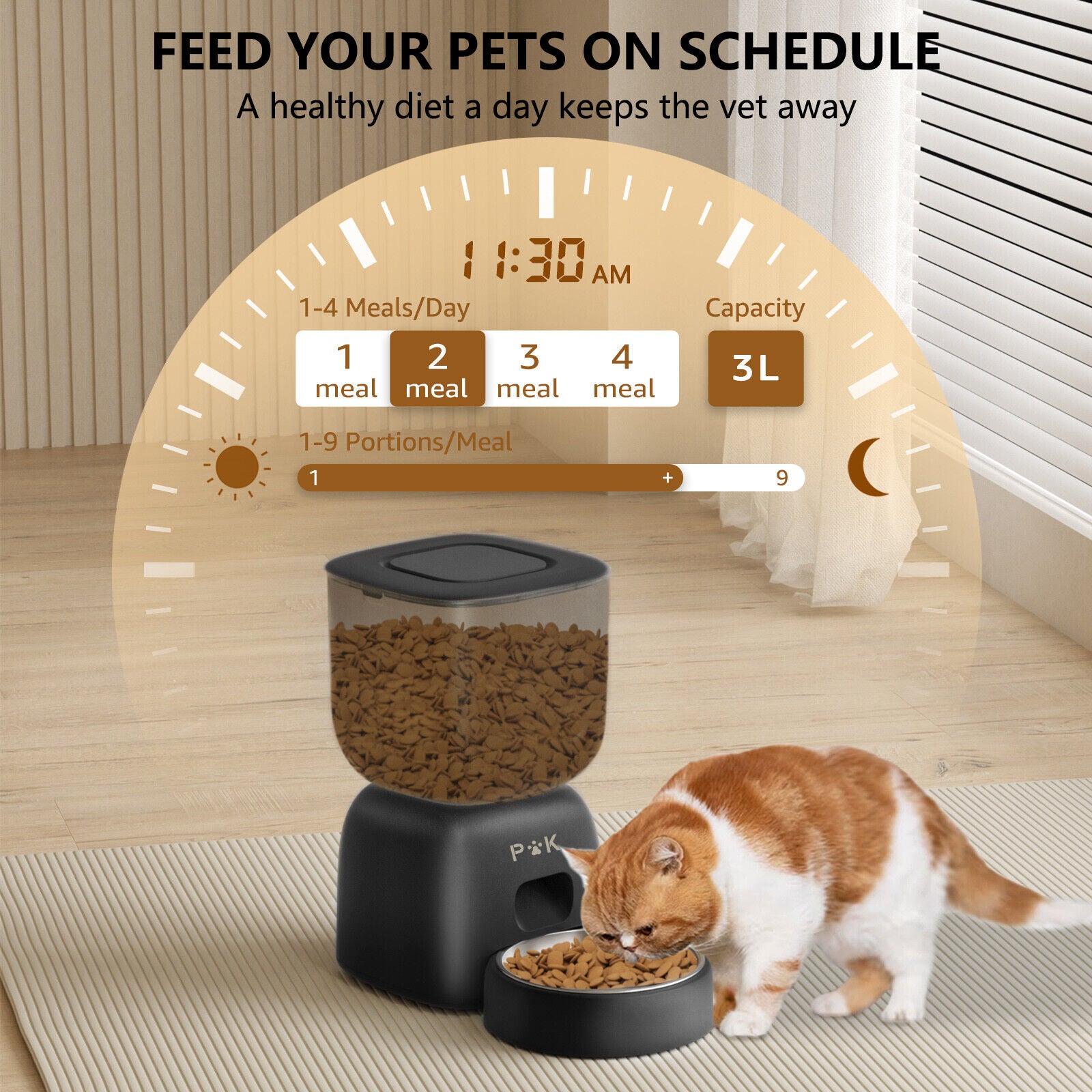 tomatischer Futter- & Wasserspender für Katzen & Hunde – Mit Filter & großer Kapazität